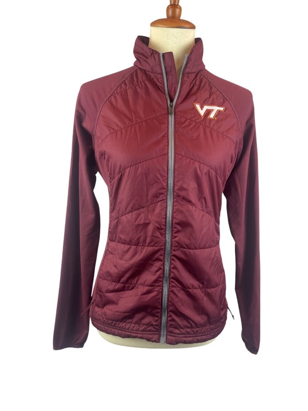 Columbia Womens VT Burgundy Omni-Heat Full-Zip Jacket Logo Virgina Tech S